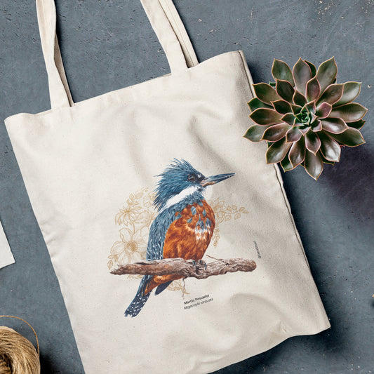 Bolsa de tela Aves de Chile: Martín Pescador