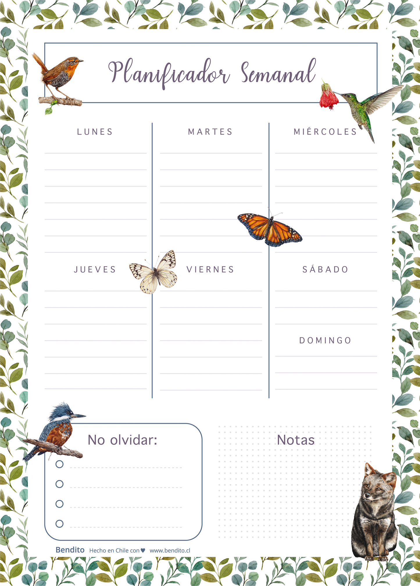 Planificador Semanal Fauna