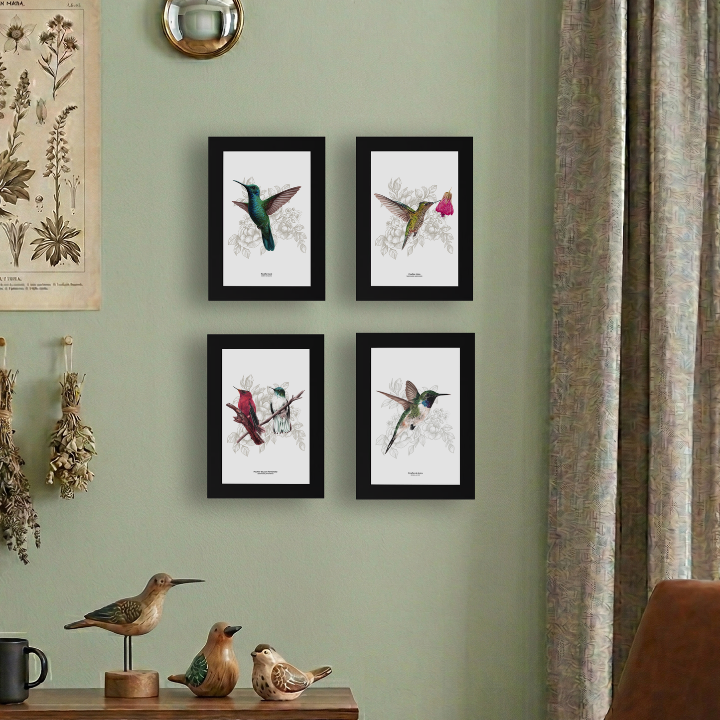 Set de 4 Cuadritos Picaflores