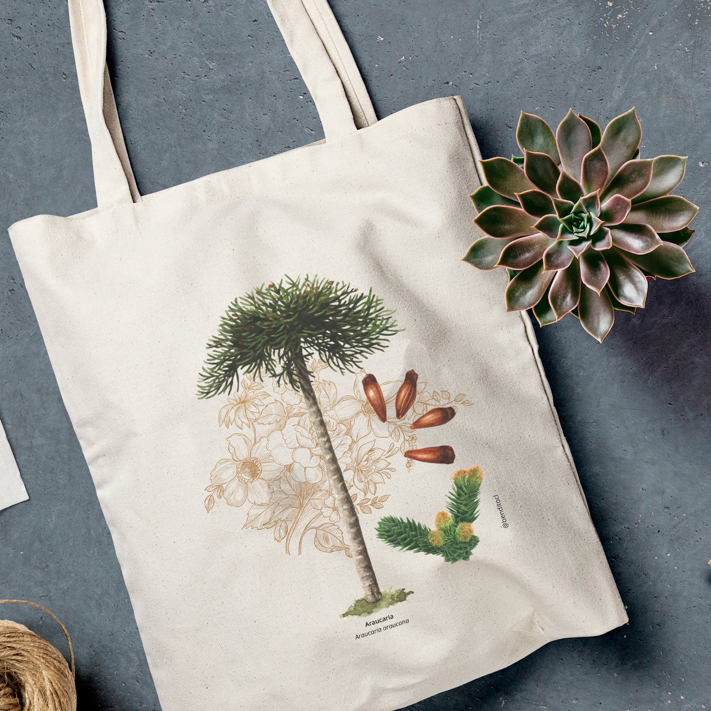 Bolsa de tela Flora Chilena: Araucaria