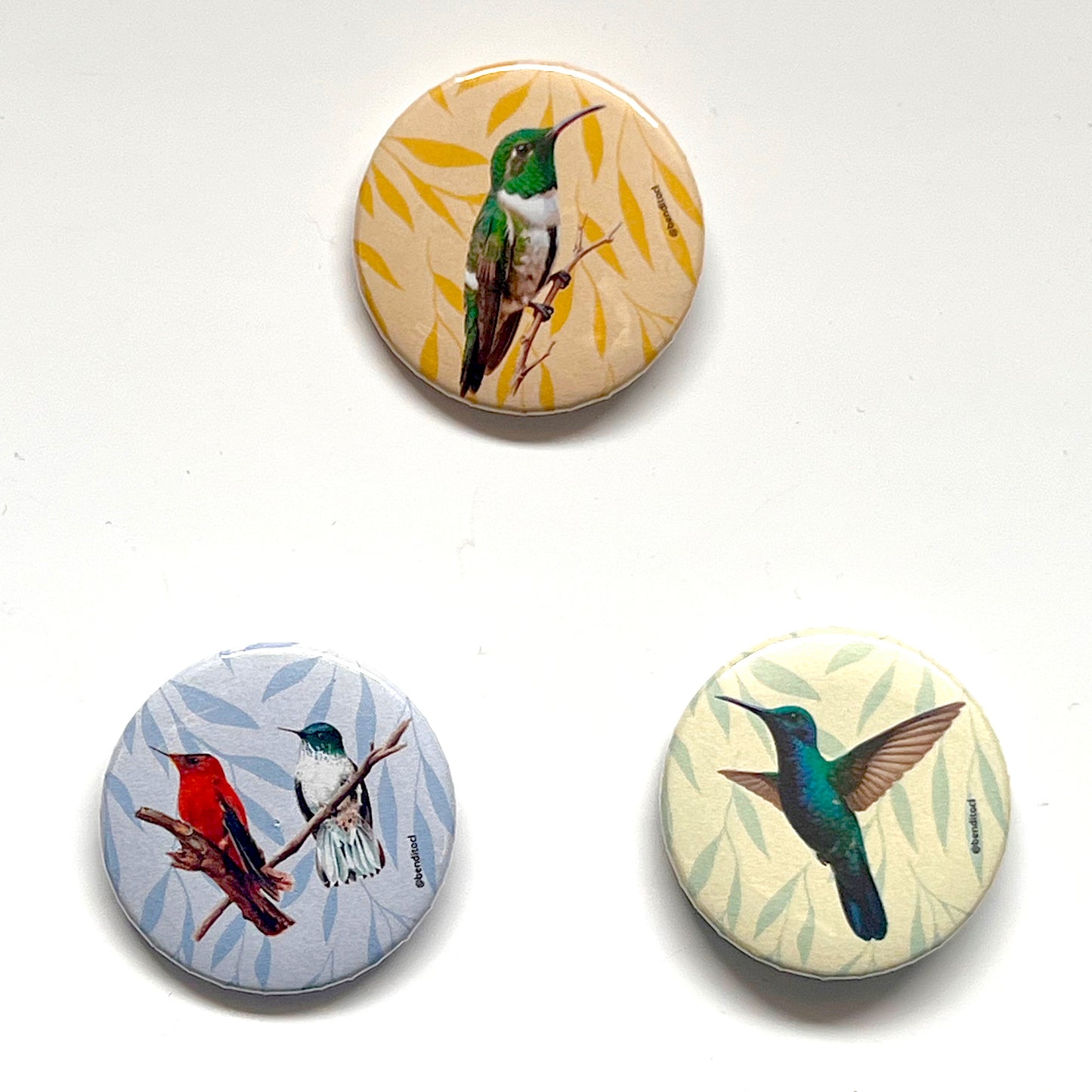 Set 3 Chapitas Picaflores