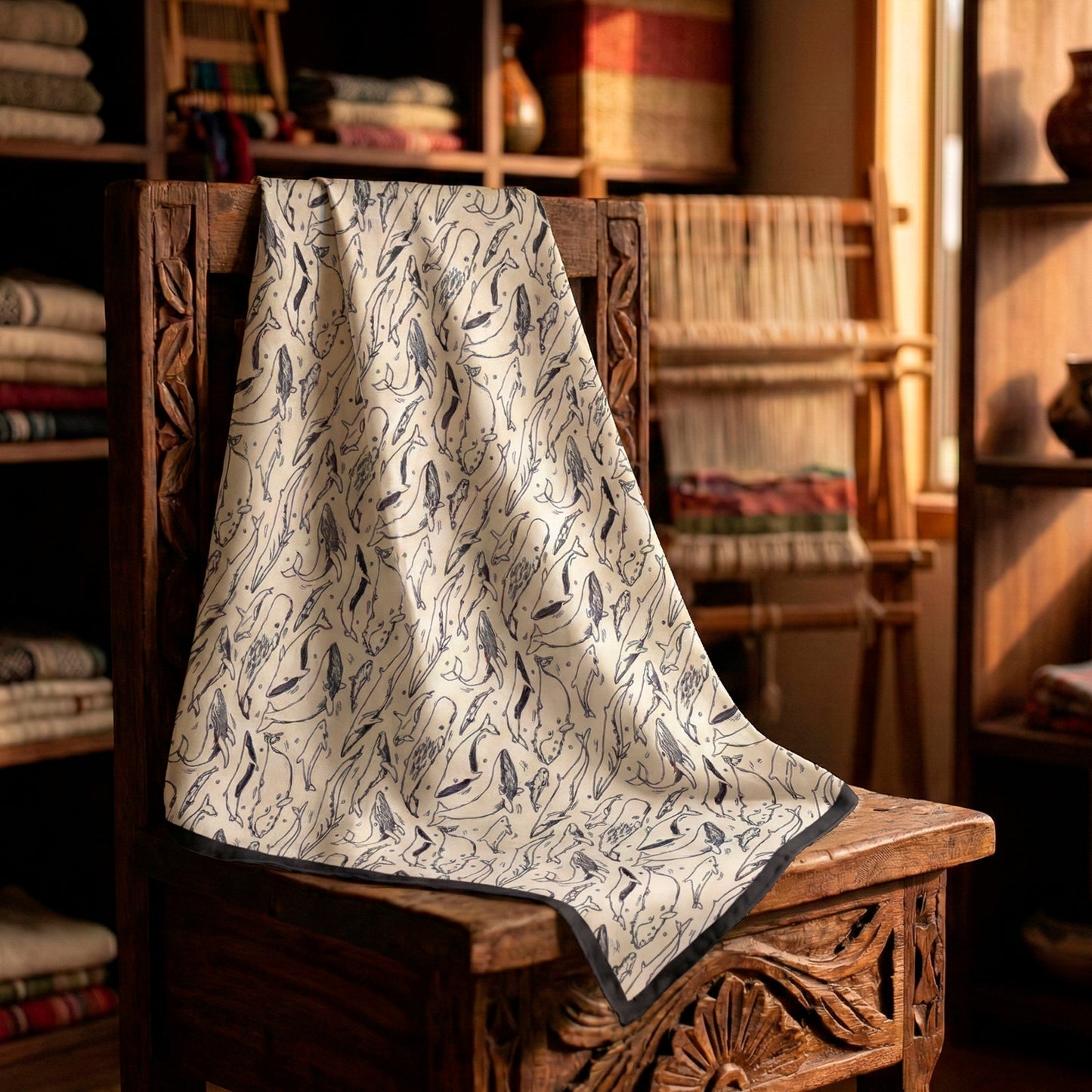 Pañuelo ballenas BN