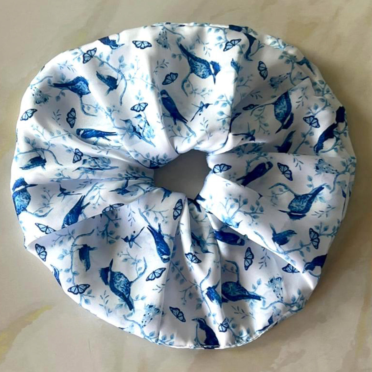 Scrunchie Aves trama Azul